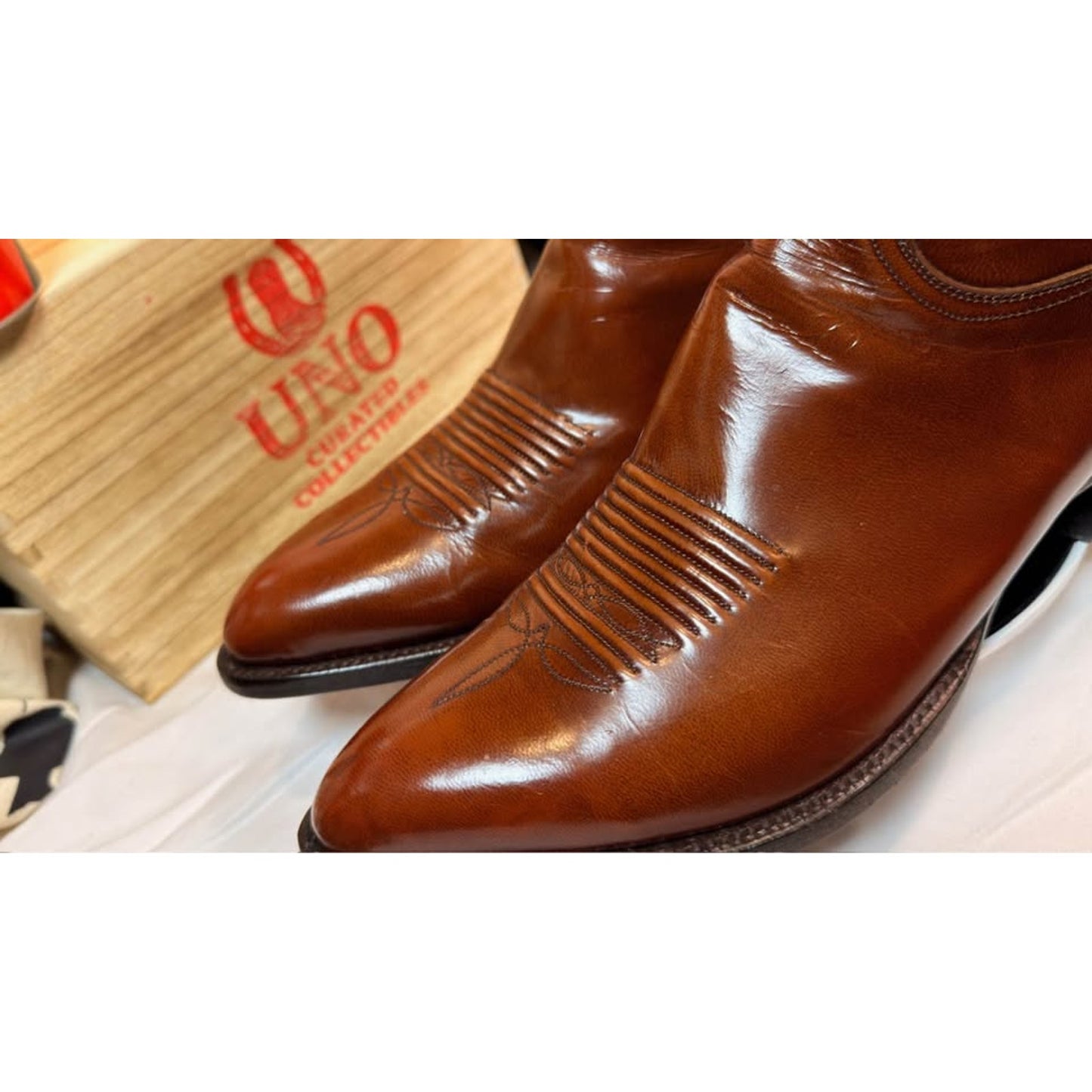 Lucchese Classics Handmade Cowboy Boots — Men's 11.5 D — Cognac Tooled Leather