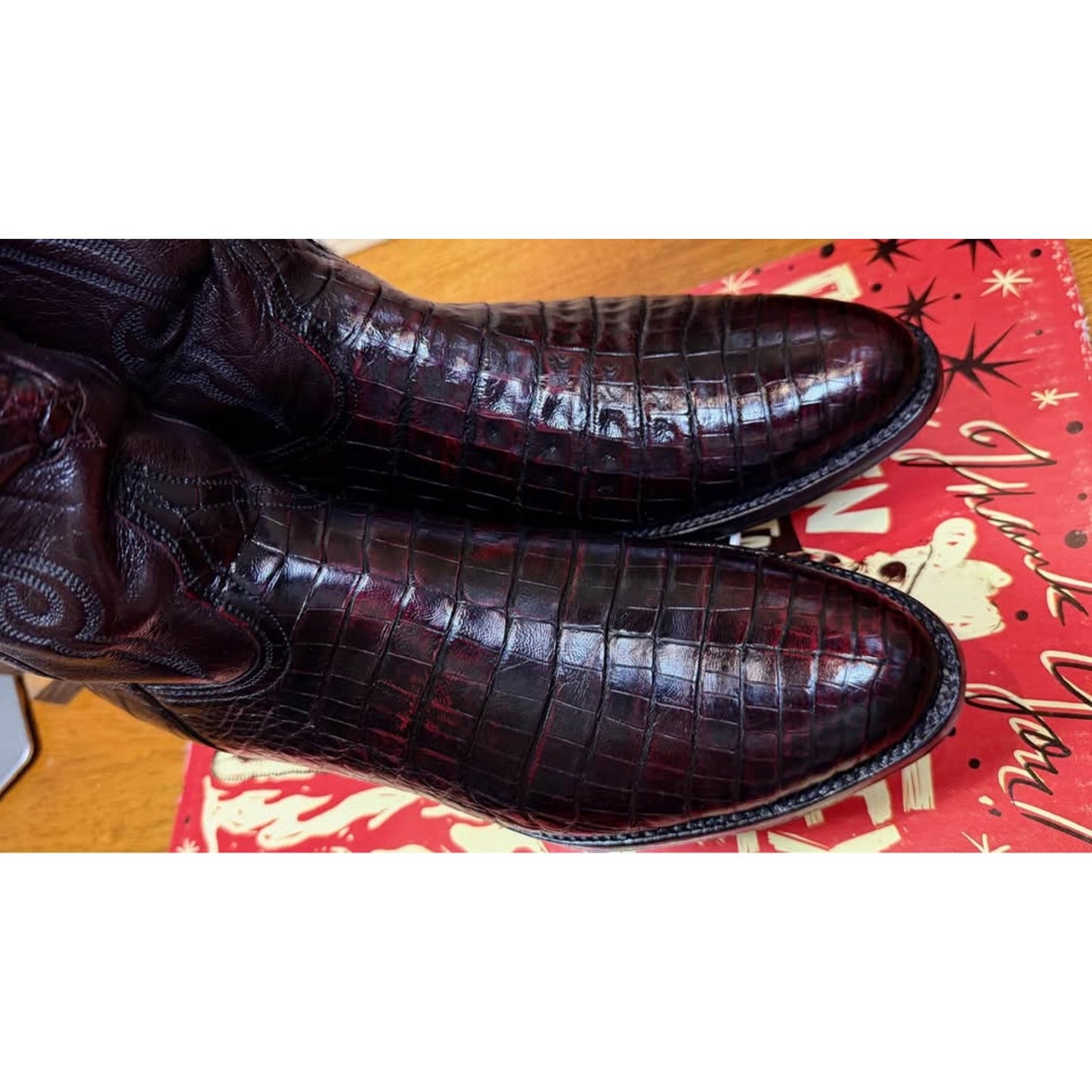 🐊LUCCHESE CLASSICS HANDMADE CAIMAN BOOTS — BLACK CHERRY | SIZE 11 D