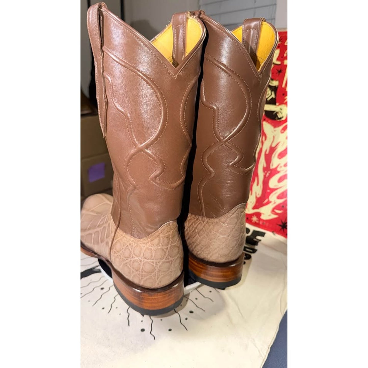 Handmade American Alligator Belly Boots – Size 11.5 – $625