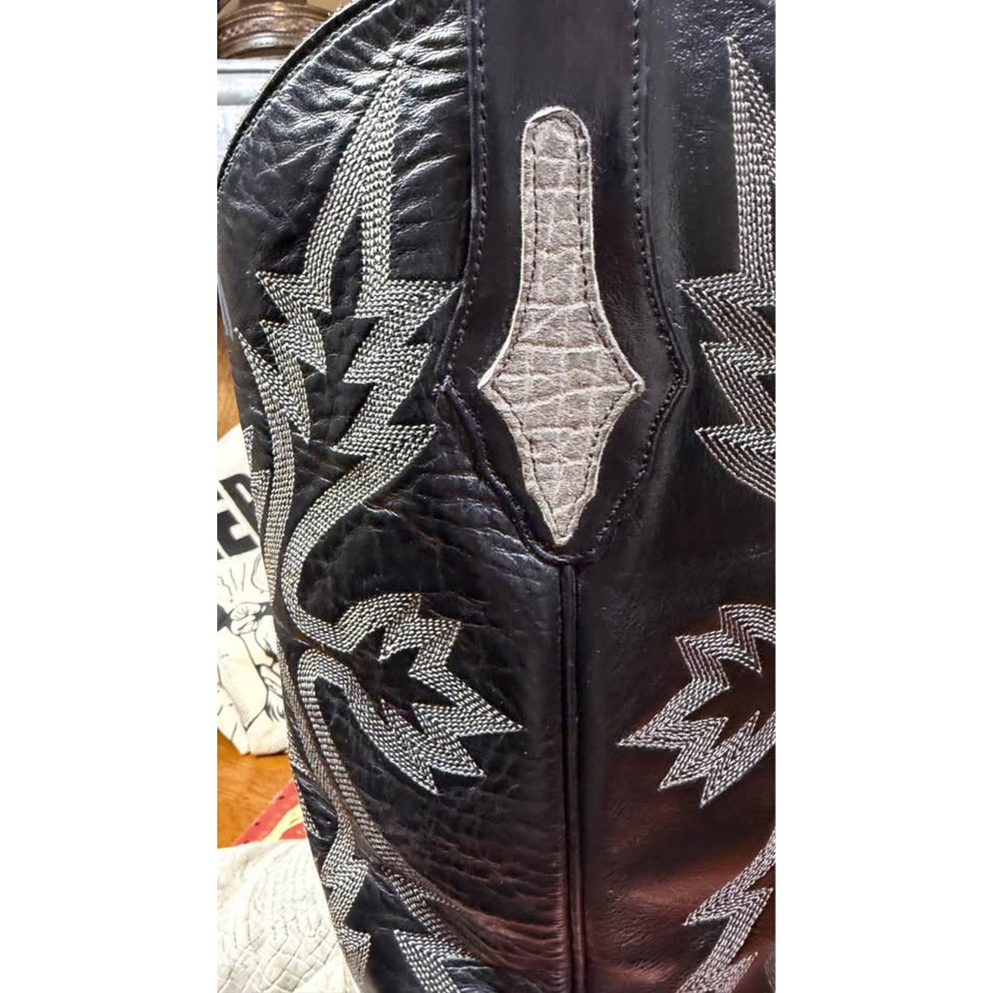 🦛EL DORADO HANDMADE HIPPOPOTAMUS BOOTS — GRAY & BLACK | SIZE 10 D