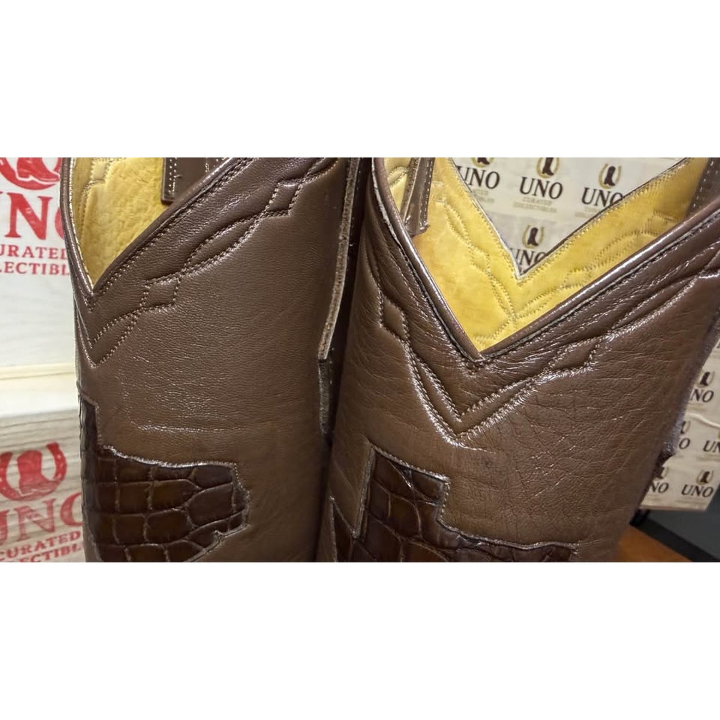 🐊CUSTOM HANDMADE AMERICAN ALLIGATOR BELLY BOOTS — CHOCOLATE BROWN | SIZE 11.5