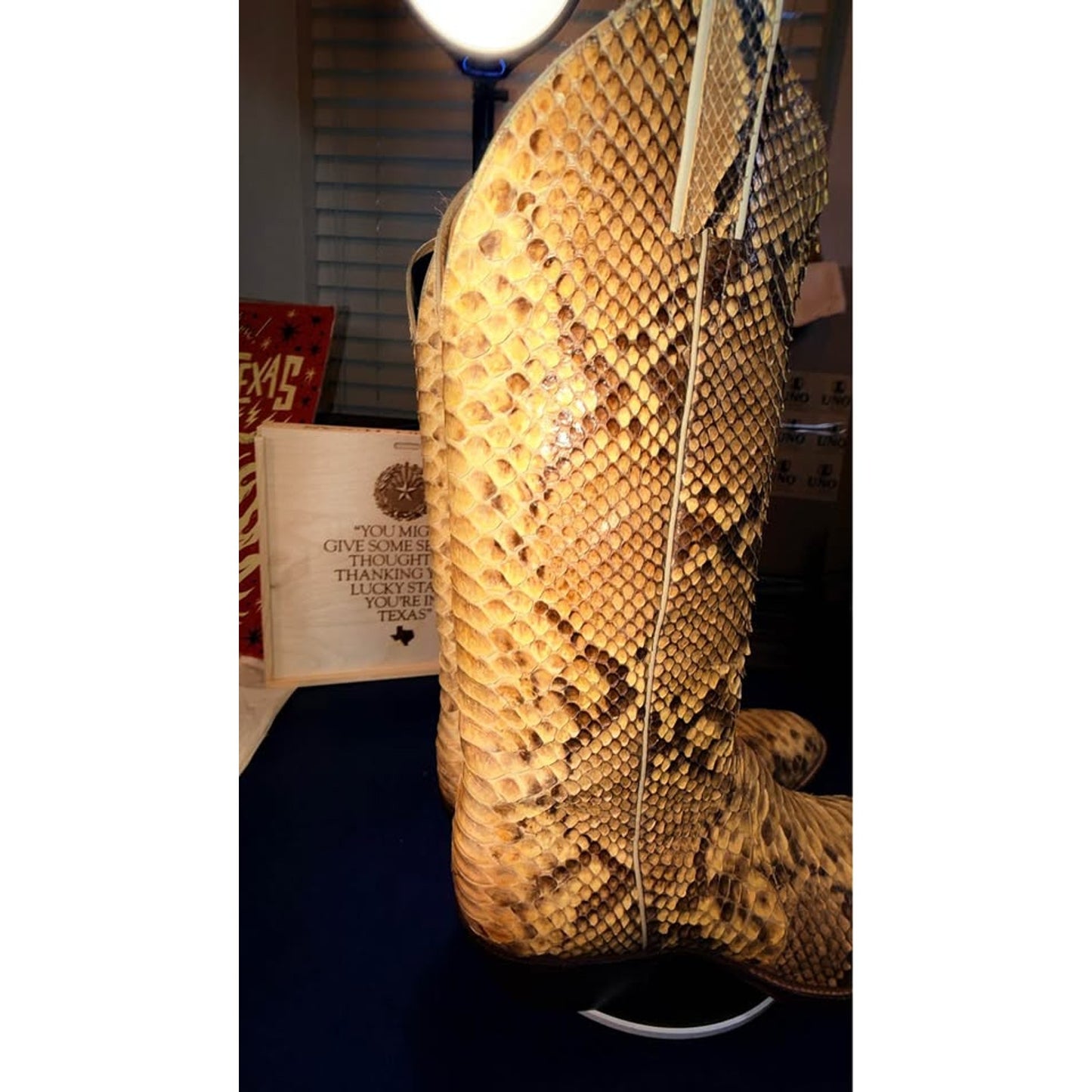 🐍 Mercedes Handmade Full Burmese Python Western Boots – Size 10.5 | Brought to you by Uno Boots