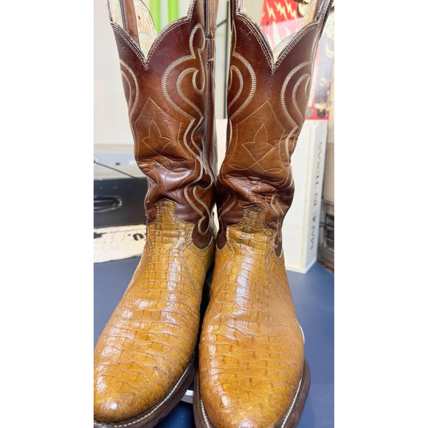 Justin Hornback Lizard Boots – Rare Honey Color – Size 10B (Fits 9D)