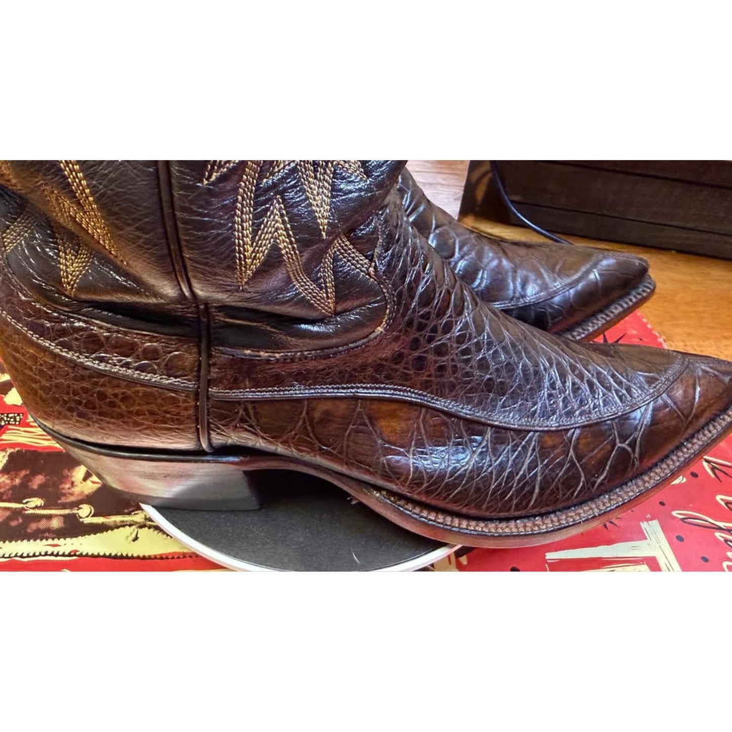🐢VINTAGE JUSTIN EXOTIC WESTERN BOOTS — STYLE 9320 | DARK CHOCOLATE | SIZE 9 | PROFESSIONALLY RESTO