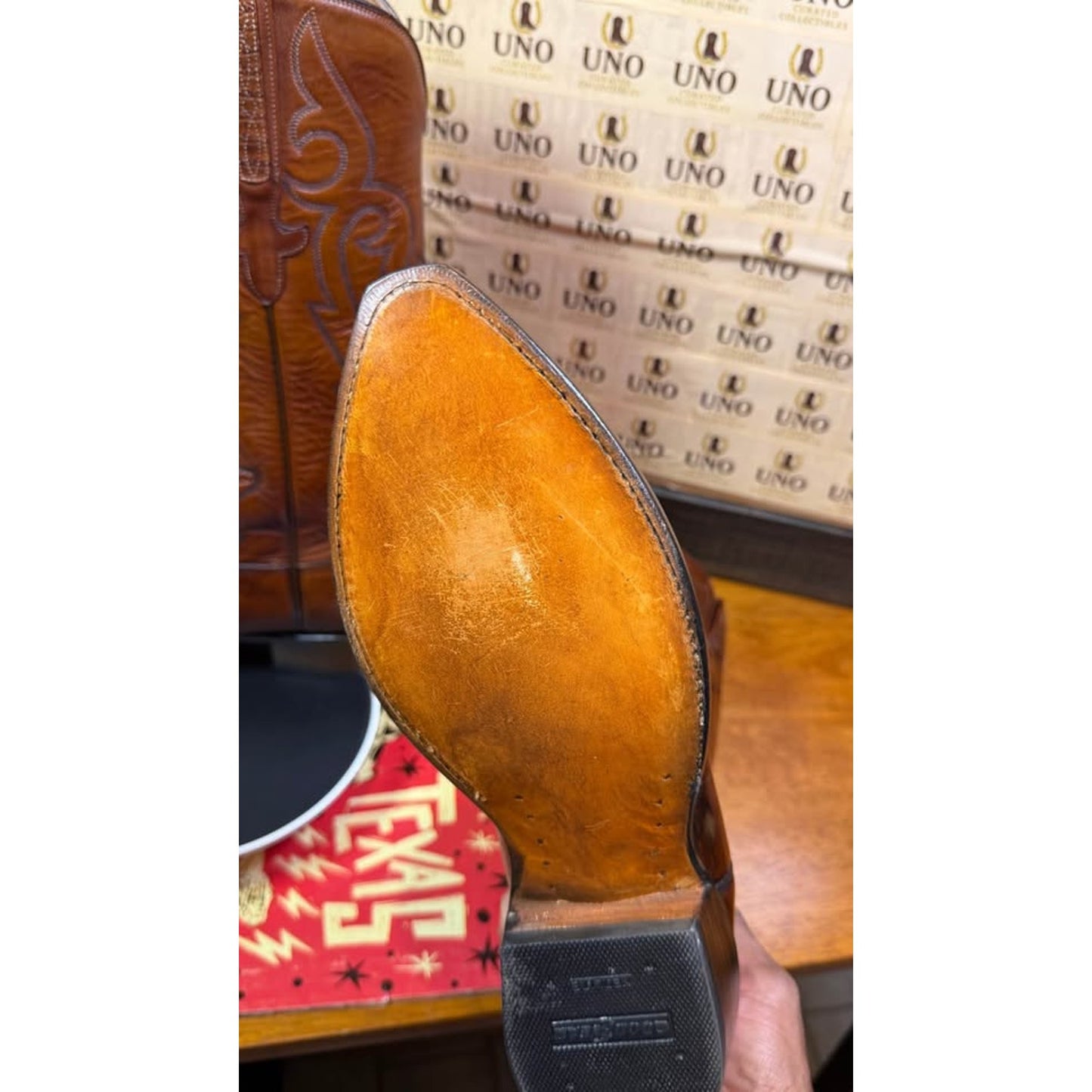 🌟 LUCCHESE MADE IN SAN ANTONIO — HORNBACK LIZARD INLAY — SIZE 9.5E