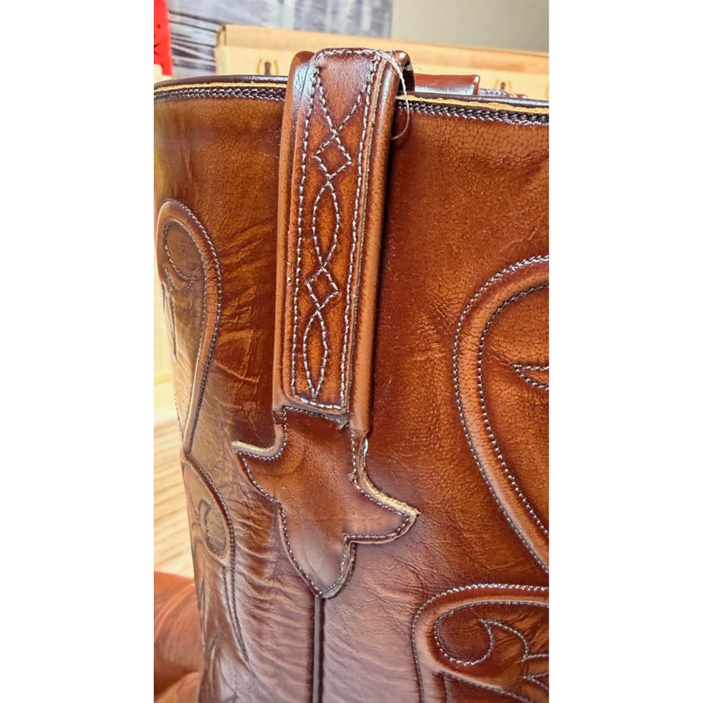 Lucchese Classics Handmade Cowboy Boots — Men's 11.5 D — Cognac Tooled Leather