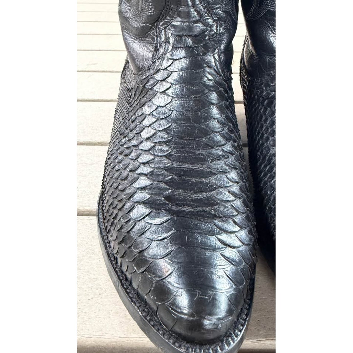 🐍VINTAGE CUADRA GENUINE PYTHON BOOTS — BLACK | SIZE 10.5 USA