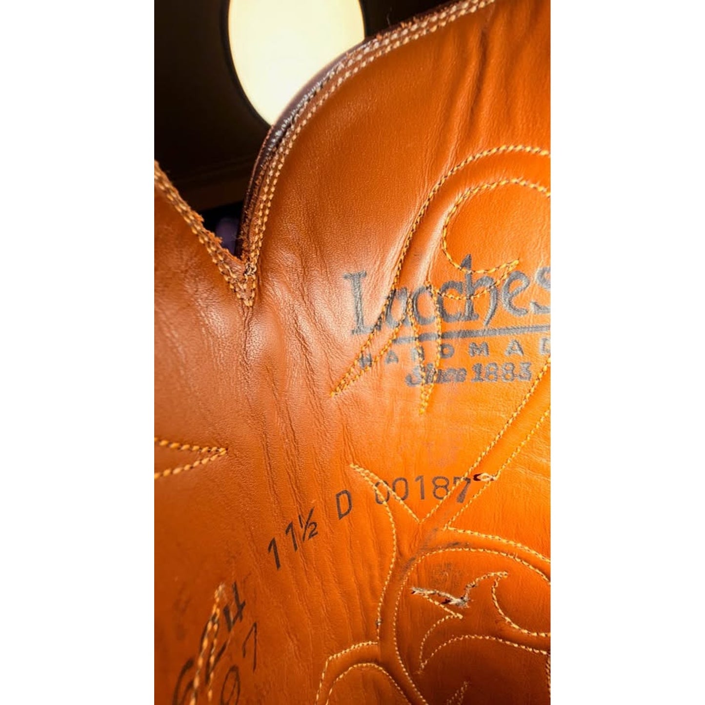 Lucchese Classics Handmade Cowboy Boots — Men's 11.5 D — Cognac Tooled Leather