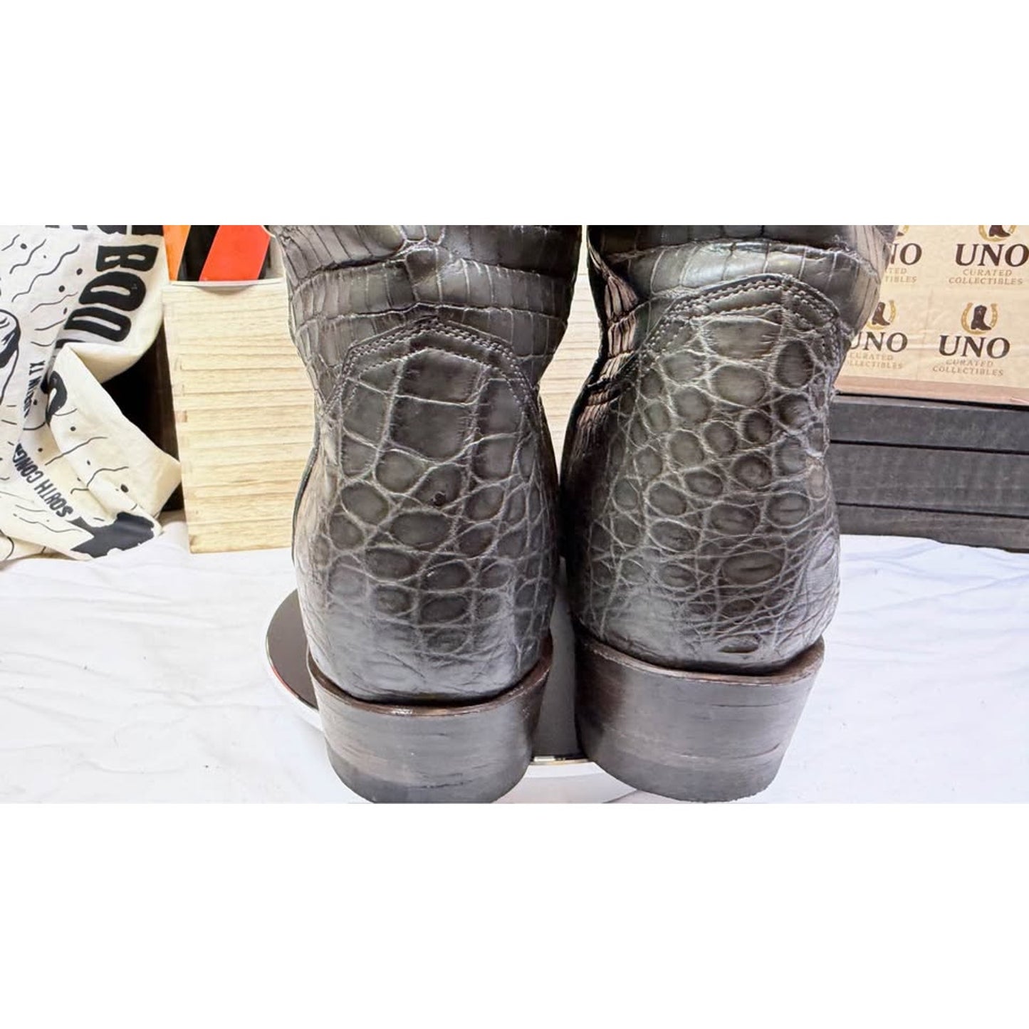 Genuine Crocodile Boots — Charcoal Grey — Handmade El Paso, TX — Size 11.5 D