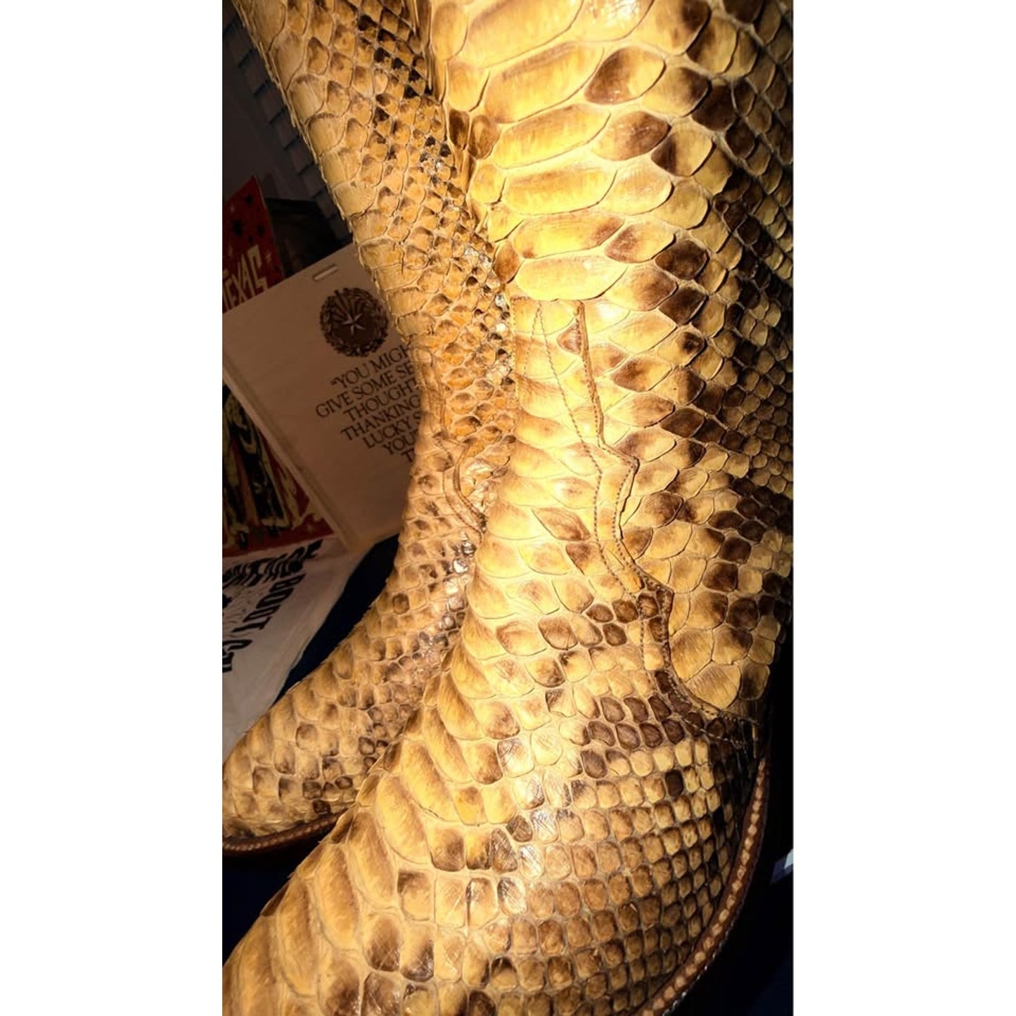 🐍 Mercedes Handmade Full Burmese Python Western Boots – Size 10.5 | Brought to you by Uno Boots