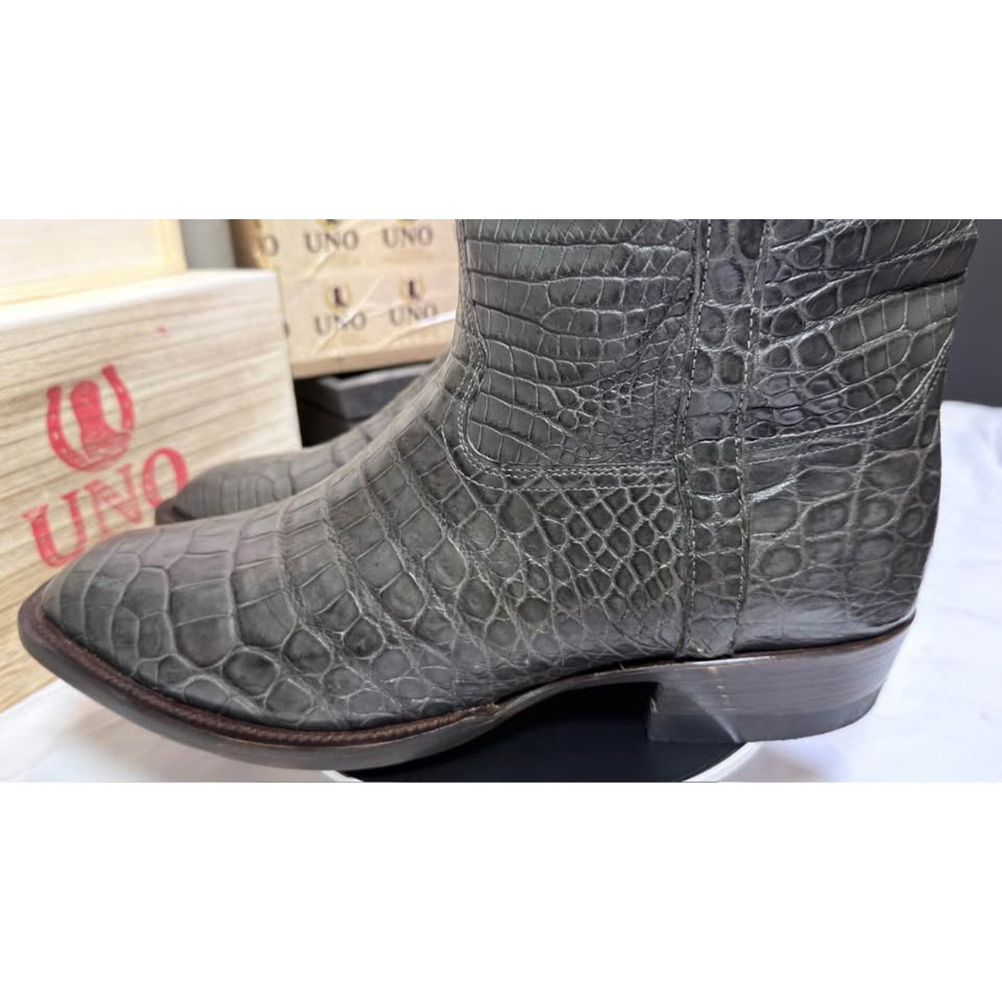 Genuine Crocodile Boots — Charcoal Grey — Handmade El Paso, TX — Size 11.5 D