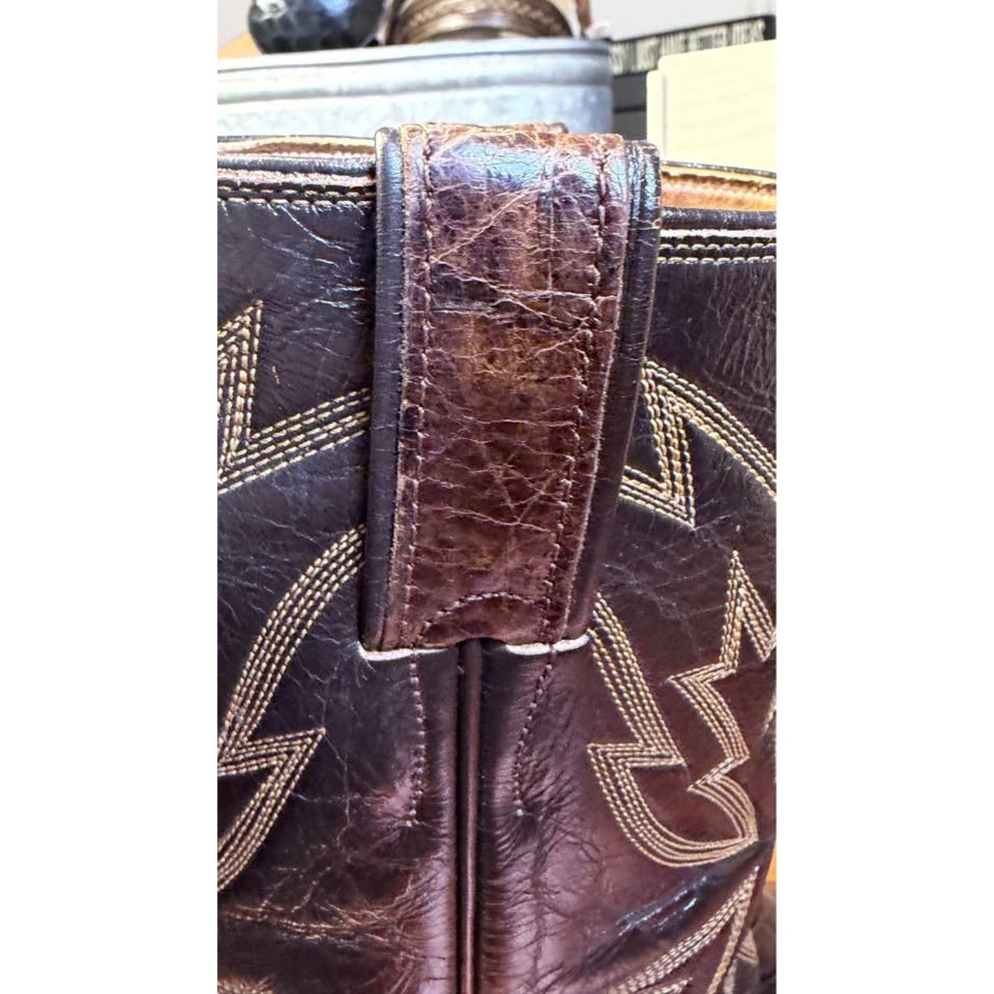 🐢VINTAGE JUSTIN EXOTIC WESTERN BOOTS — STYLE 9320 | DARK CHOCOLATE | SIZE 9 | PROFESSIONALLY RESTO