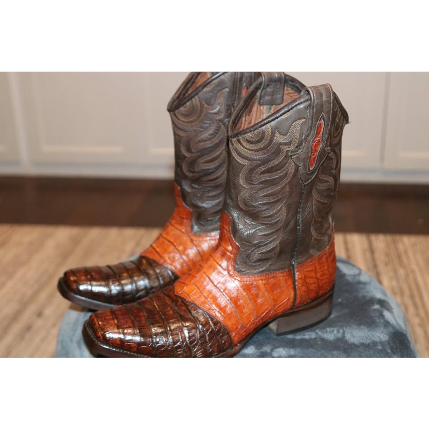Caiman Croc Boots - two tone color - 11D