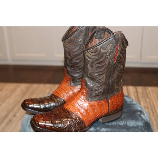 Caiman Croc Boots - two tone color - 11D