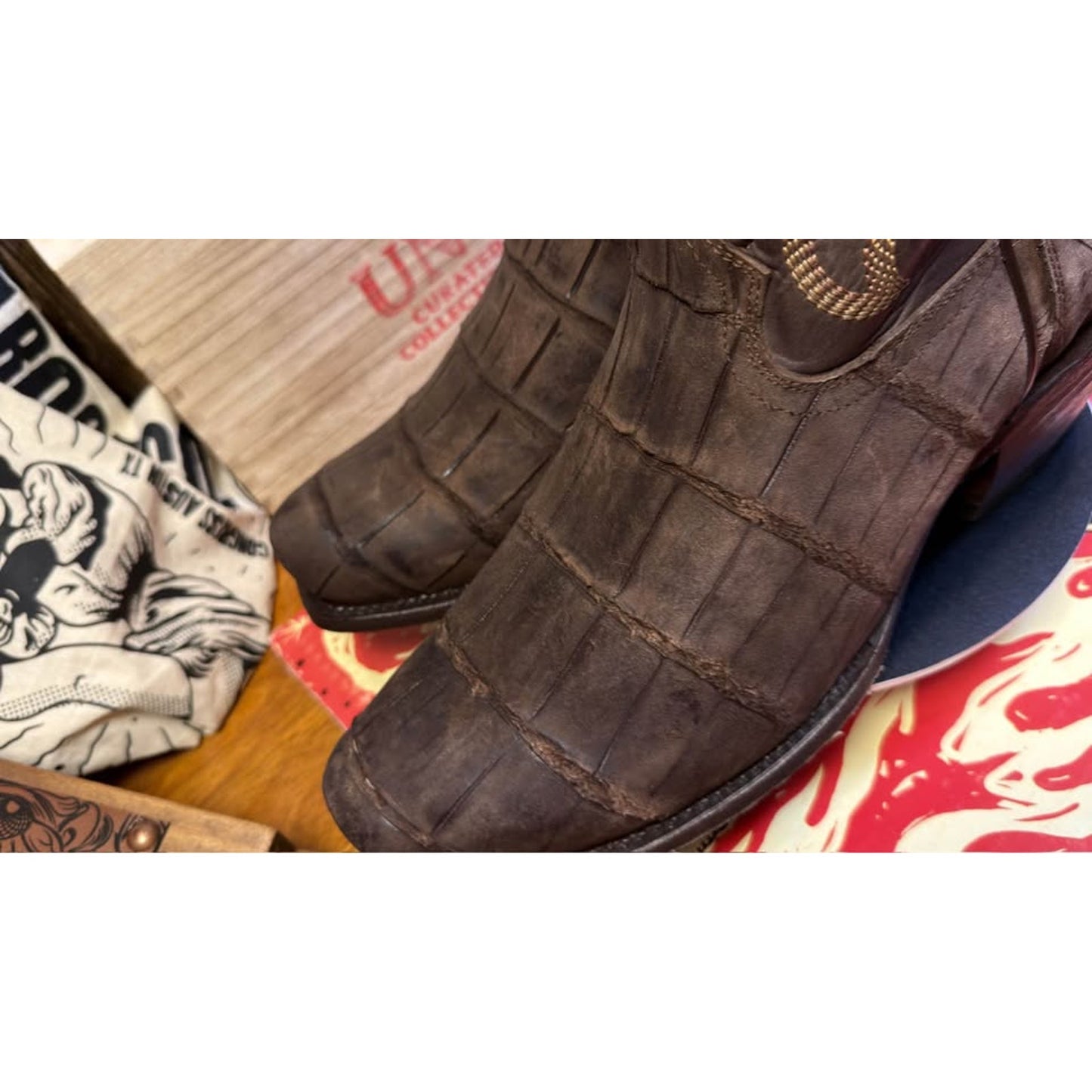 🐊TEXAS COUNTRY “CUTTER CAB” SUEDED ALLIGATOR TAIL BOOTS — DARK CHOCOLATE | SIZE 11 | BRAND NEW