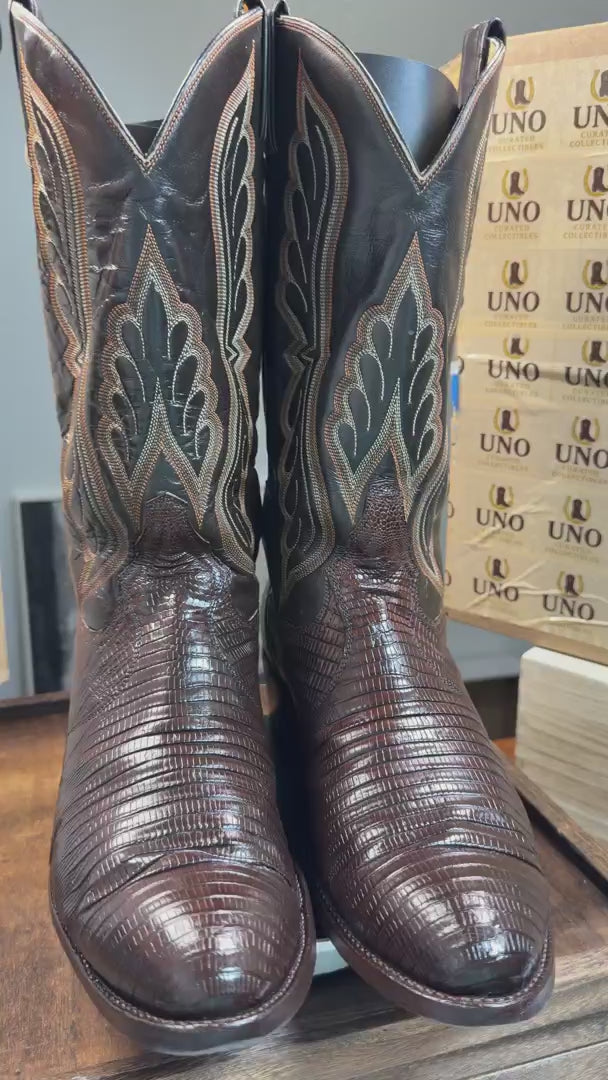 Exotic Tony Lama Brown Lizard Boots -10.5E - Video 1