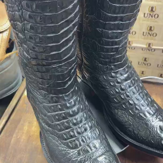 Meyer Custom Boots Houston – Full Black Crocodile Cowboy Boots – Men's 11 – Handmade USA, Rebuilt Soles - Video 1