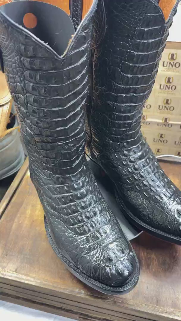 Meyer Custom Boots Houston – Full Black Crocodile Cowboy Boots – Men's 11 – Handmade USA, Rebuilt Soles - Video 1
