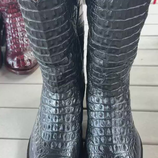 Meyer Custom Boots Houston – Full Black Crocodile Cowboy Boots – Men's 11 – Handmade USA, Rebuilt Soles - Video 2
