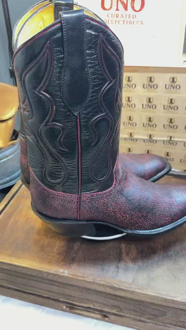 Exotic Giraffe Boots - Black Cherry - 11.5D - NEW - Video 1